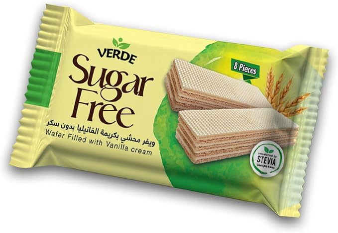 wefer verde free sugar - vanilla 60gr - بسكوت ويفر بكريمة الفانيليا