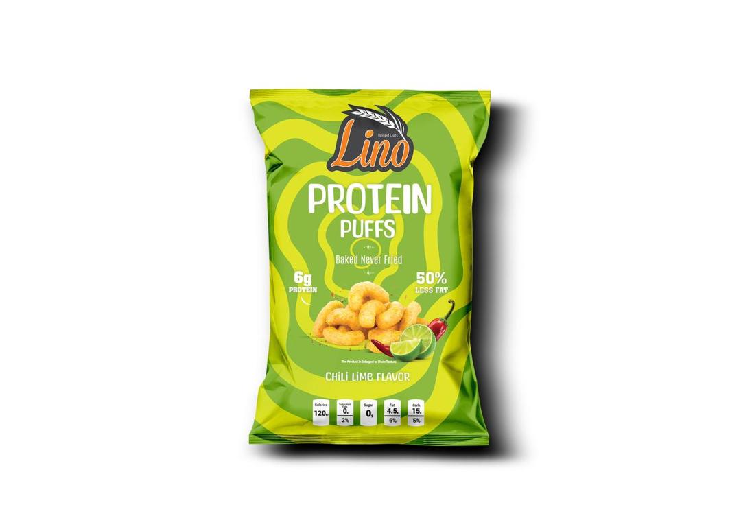 Protein puffs, chili lime flavor, 30g. Lino Oat Bites, 30g, Chili Lime.